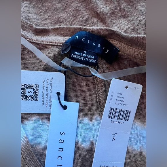 NWT: Sanctuary White Bronze Striped Linen Short Sleeve Top Size Small - Picture 7 of 9